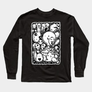 Lots of Little Ghosts - White Outlined Version Long Sleeve T-Shirt